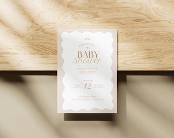 Plantilla de invitación para baby shower / A6 editable en Canva / Tarjeta imprimible / Descarga instantánea