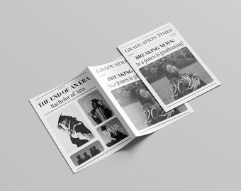 Periódico Graduation Times / Plantilla editable de Canva / Imprimible en A2 / Descarga instantánea