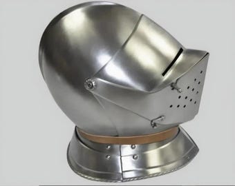 Mittelalterlicher enger Armet Helm: 18 Gauge Steel, Knight Cosplay