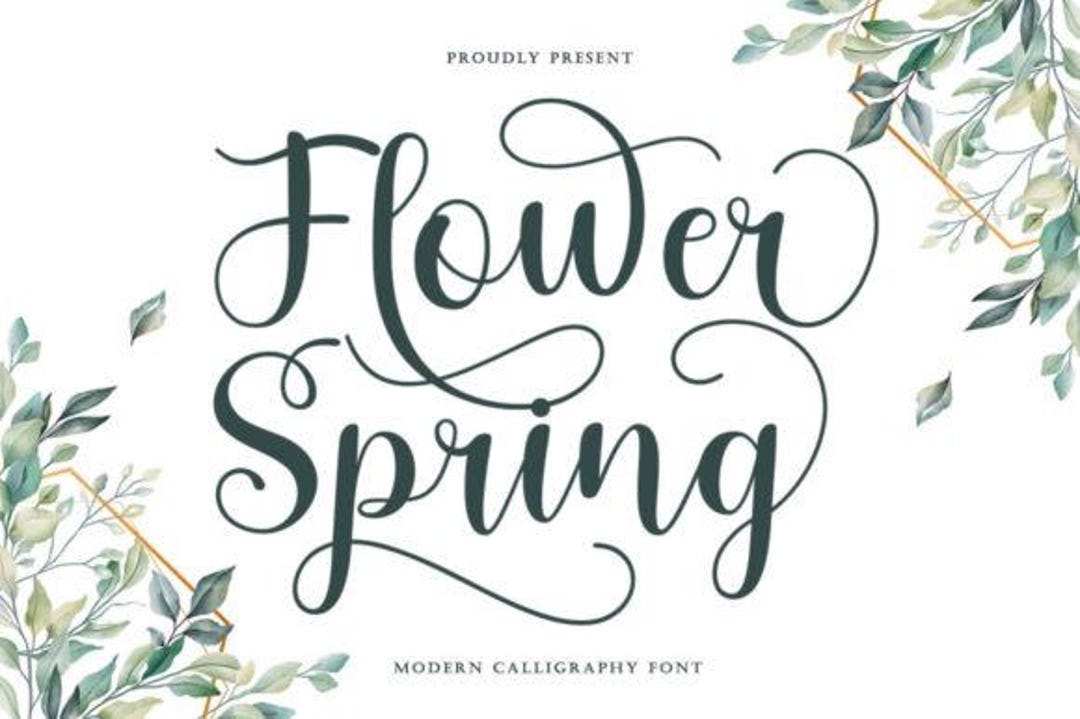 Flower Spring Font | Handwritten Script | Floral Calligraphy Font for ...