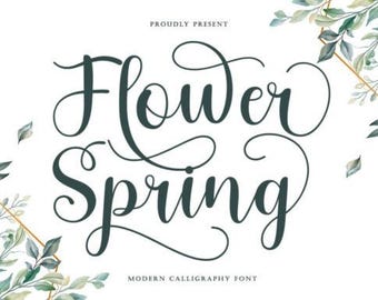 Fuente Flower Spring / Escritura manuscrita / Fuente de caligrafía floral para Cricut, manualidades y bodas