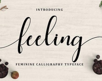 Feeling Font | Elegant Handwritten Script | Modern Calligraphy Font for Logos, Wedding & Cricut