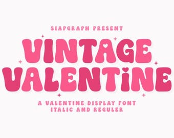 Fuente vintage de San Valentín / Exhibición romántica retro / Tipografía clásica para Cricut y manualidades