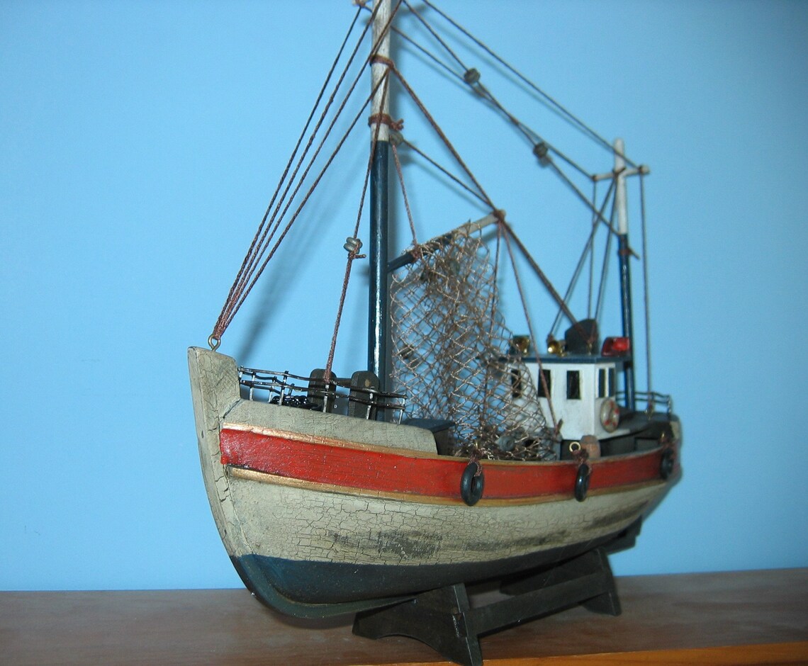 Wooden Ship Model of a FISHING TRAWLER 11 by 10 Etsy