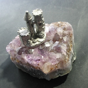 Mini Fine Pewter Castle on a real Amethyst Ckuster!