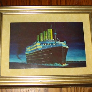 Gerahmte TITANIC Sammler POSTKARTE im Goldrahmen- Ab Gemälde von Russ Porter