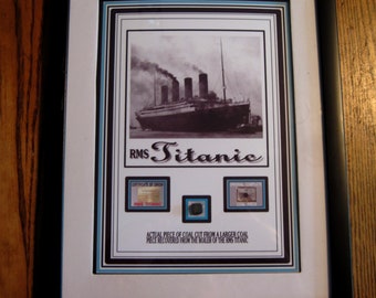 Framed TITANIC Collector RELIC Recovered Coal from the Boiler Room- Certified Titanic Relic