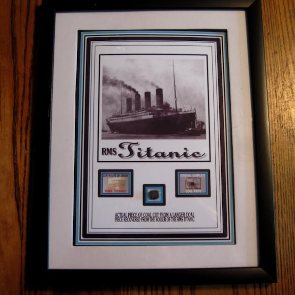 Framed TITANIC Collector RELIC Recovered Coal from the Boiler Room- Certified Titanic Relic