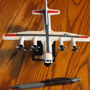 Wooden Coast Guard HERCULES HC 130 Surveillance Aircraft Model on Stand ASSEMBLED