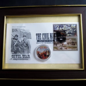 &quot;Gerahmte 1862-2012 BÜRGERKRIEG Gedenk Umschlag &quot;&quot;Schlacht von New Orleans&quot;&quot; und &quot;&quot;Antietam&quot;&quot; w/ Cachet plus JFK Colorized Half Dollar.&quot;