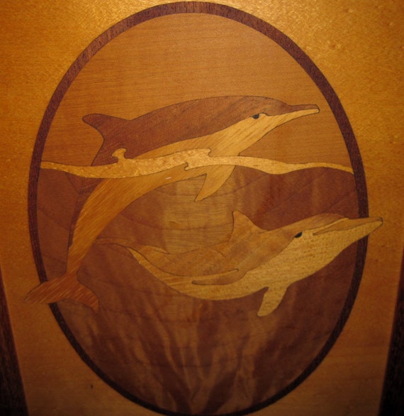 Dolphin Pair! BEAUTIFUL WOOD Inlay MARQUETRY by Hudson River Dolphin Pair! BEAUTIFUL WOOD Inlay MARQUETRY by Hudson River