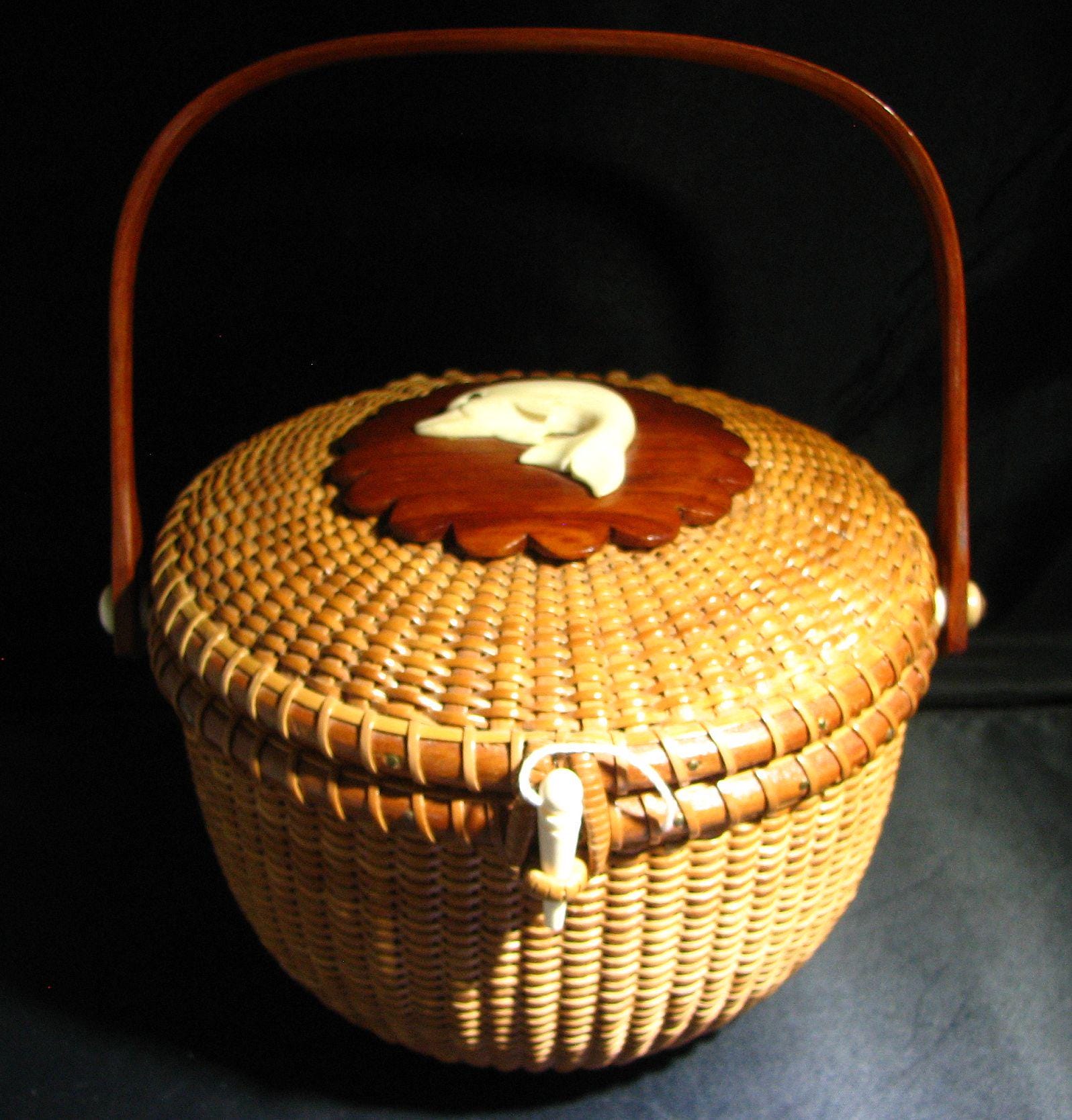 Vintage nantucket basket ナンタケットバスケット　USA 楽天市場】5インチ・ナンタケットバスケット・ラウンドパース