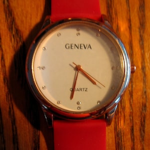 Large Analog Watch with Pink Band by GENEVA