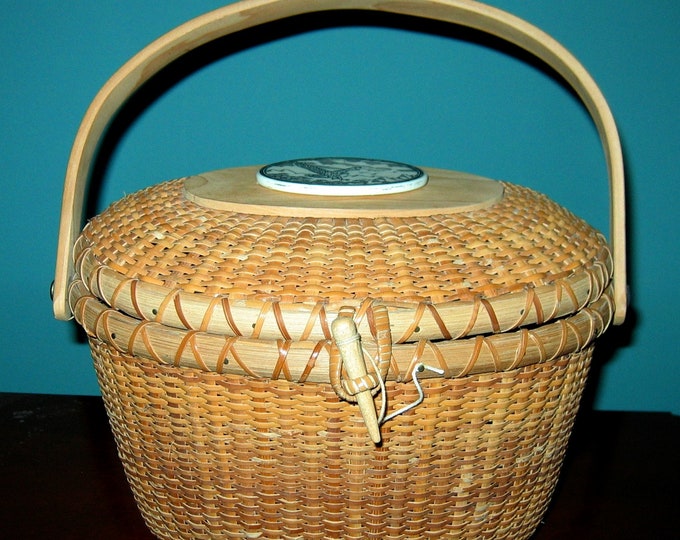 Full Size NANTUCKET BASKET W/eagle in Flight Customized by Yours Truly