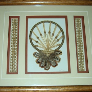 Signed Dreamcatcher Framed Display in Shadow Box w/Fibers/Beads and Feathers 1985 Lindberg