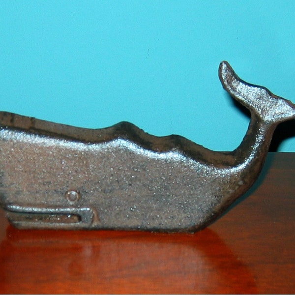 Cast Iron WHALE  Doorstop Door Wedge 7 1/2" long Antique Patina Finish