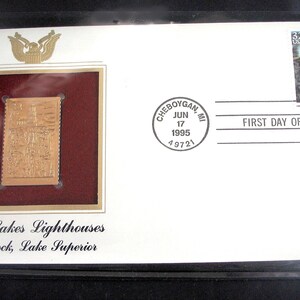 22 Karat Gold Split Rock Lighthouse Stamp FDC from 1995