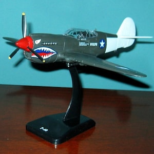 P-40 Warhawk WW2 Fighter Airplane of the FLYING TIGERS Shark Detail- Can be displayed 3 Ways. Assembled. Bonus!