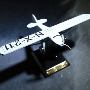 Spirit of St Louis Wooden Mini Airplane of Charles Lindbergh on Stand w/Brass Plaque