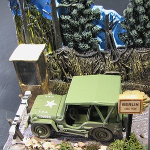 Diorama 1/64 Scale POCKET DIORAMA WW2  75th Anniversary of D-Day &quot;East to Berlin&quot; Willys Jeep