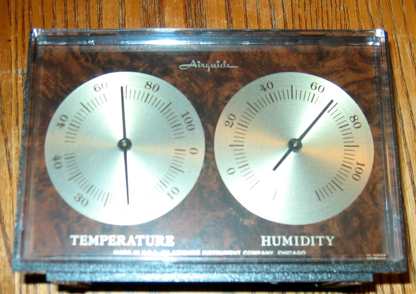 Vintage AIRGUIDE USA Made Lucite and Burl Woodtone Weather Station New Old Store Stock w/Original Box