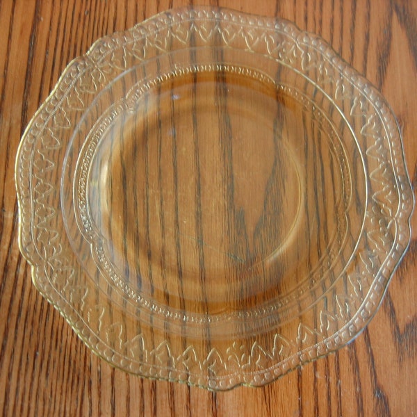 Vintage Amber Yellow Patrician Spoke Pattern DEPRESSION GLASS Saucer or Plate