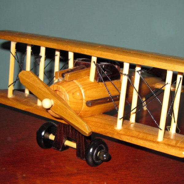 WW1 Bi-Plane Craft show quality Wooden Airplane Model Assembled!