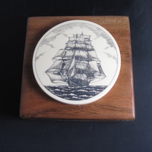 ROSEWOOD w/Stephen Barlow SHIP PORTRAIT Presentation Case Lined Box