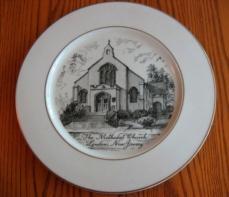 1955 Souvenir Plate of THE METHODIST CHURCH Linden New - Etsy