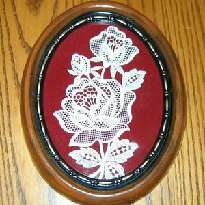 Beautiful LACE WORK of Flowers Mounted and Ready to Display