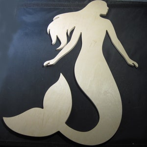 Large Wooden MERMAID Cut Out Plaque ready for painting/customizing 15 1/2&quot; tall. Free Mermaid Bonus!
