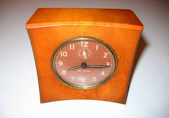 Antique Seth Thomas Wooden Desk Clock 1940s Soft Tick Etsy