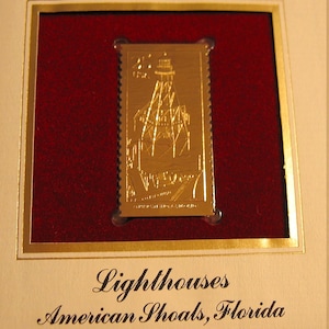 22 Karat Gold American Shoals, Florida Lighthouse Stamp FDC from 1990