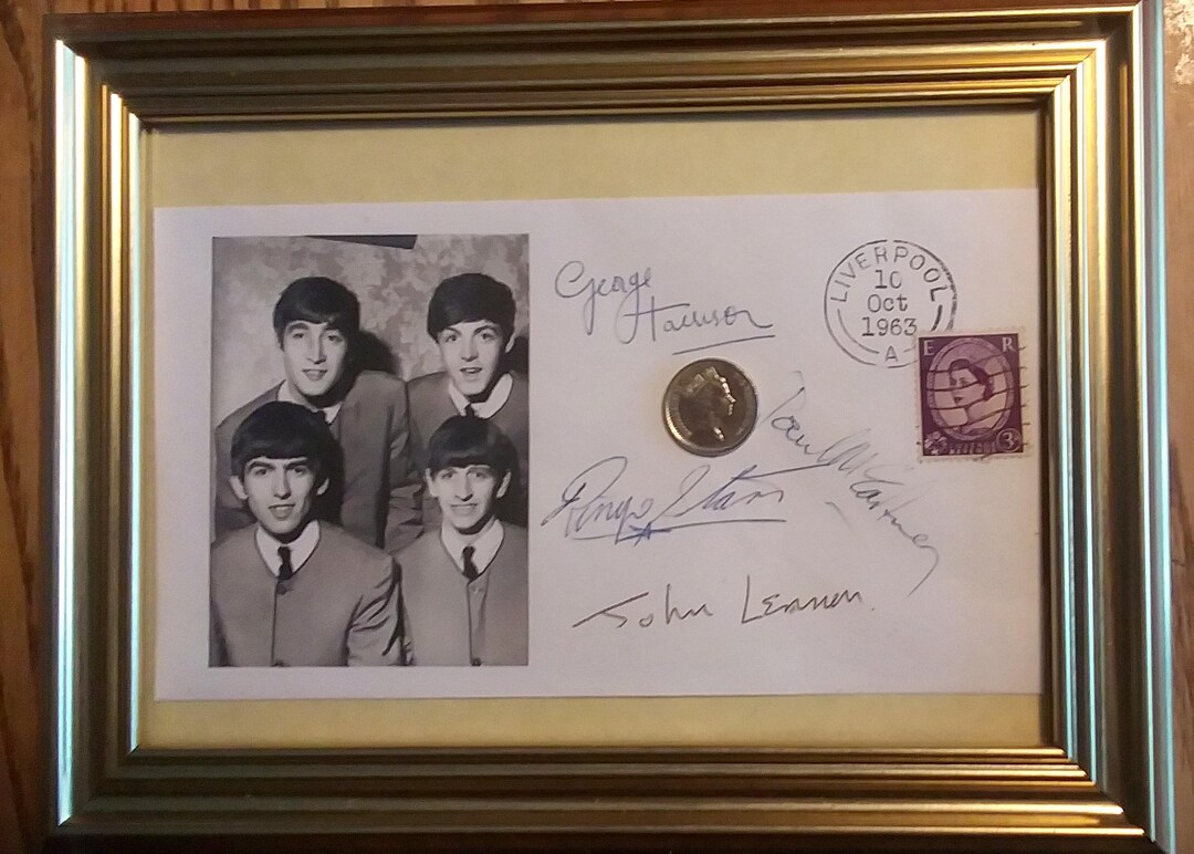 Meet the Beatles! Framed 1964 Commemorative Fantasy Envelope W/iconic ...