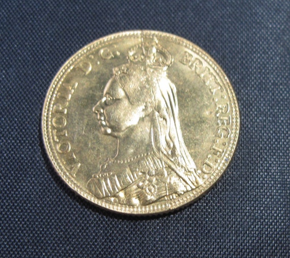 British 22mm Sovereign 1888 Jubilee Queen Victoria Gold Plated