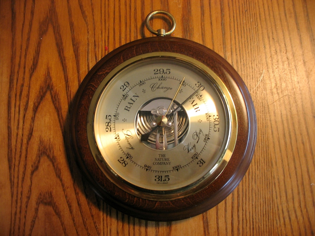 Gorgeous Brass and Wood Barometer From THE NATURE COMPANY Made in ...
