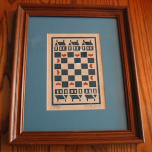 Hand Signed Stenciled Art by Susan Winget-  Primitive Quilt-inspired design