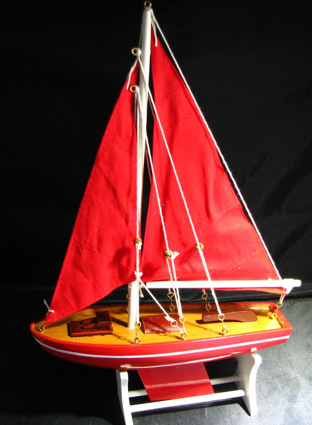 Rectangular Sail Sloop Pond Boat- Wooden Sailboat Sloop- 8