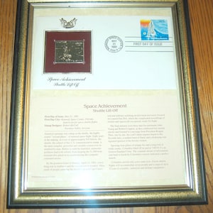Gerahmte 22 Karat Gold SPACE ACHIEVEMENT Stempel FDC 1981