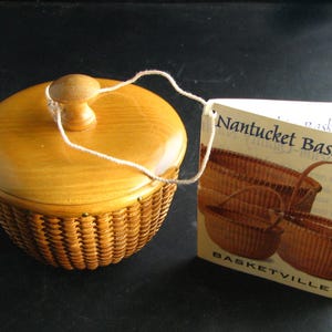 Rare Mini Nathan Taylor Lidded NANTUCKET LIGHTSHIP BASKET White Ash Basketville w/Tag