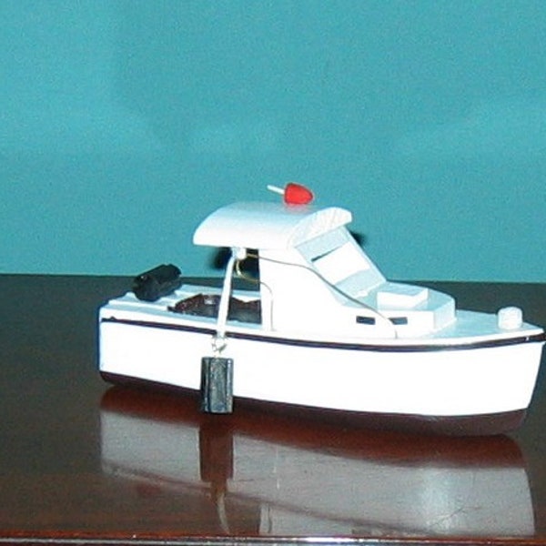 Wooden Mini MAINE LOBSTER BOAT Model 5" Long- Fully Assembled