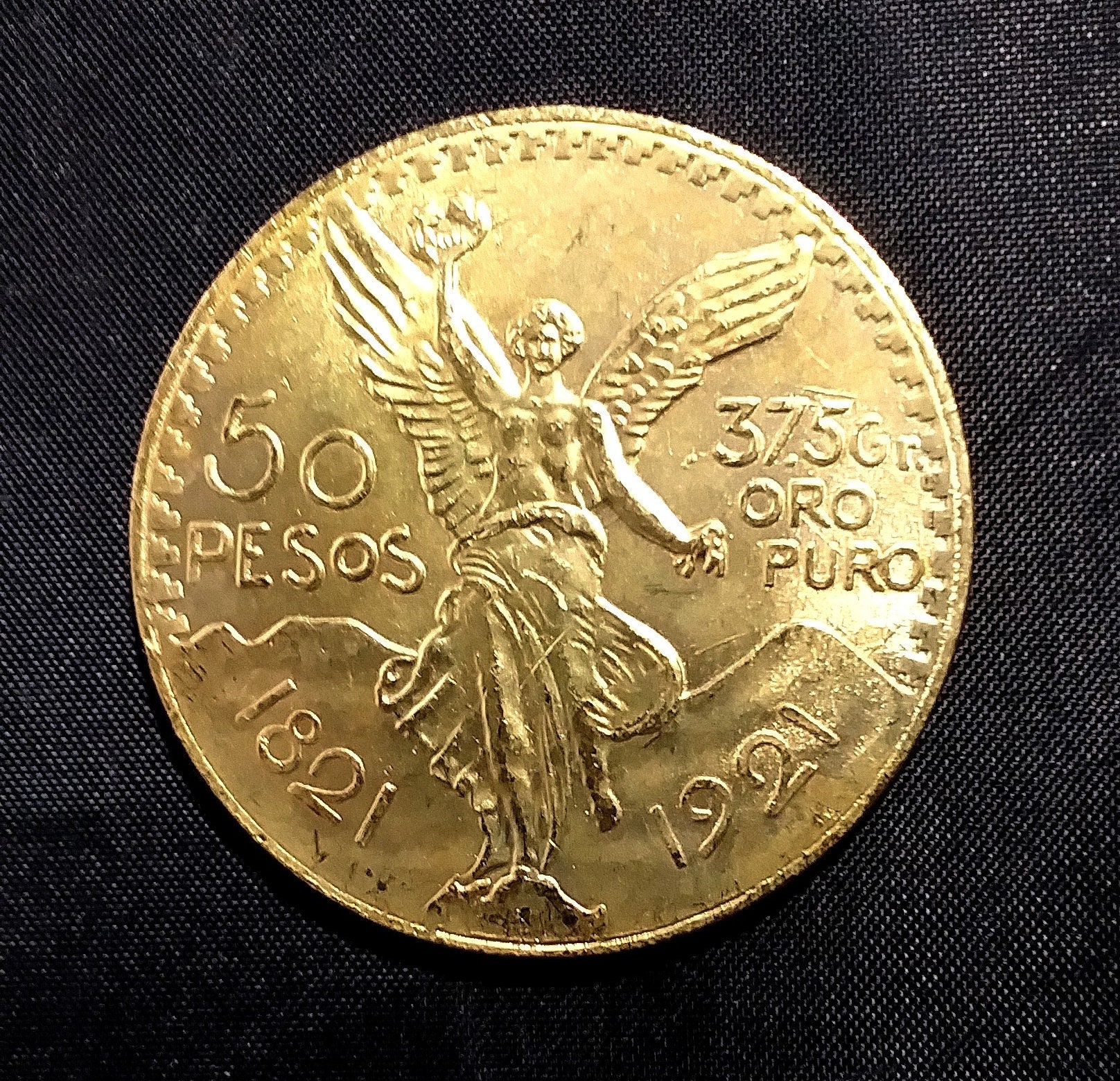 1821-1921年メキシコ独立100周年記念50ペソ金貨レプリカ（カプセル入り