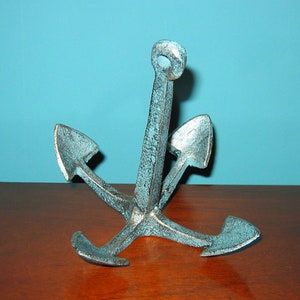 Cast Iron GRAPNEL ANCHOR Doorstop or Weight. 7&quot; high Antique Patina Finish HEAVY