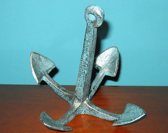 Cast Iron GRAPNEL ANCHOR Doorstop or Weight. 7" high Antique Patina Finish HEAVY