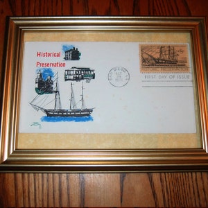 Framed CHARLES W. MORGAN Stamp FDC from 1971 &quot;Historical Preservation&quot;