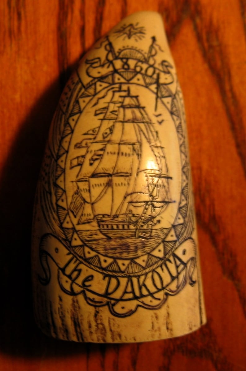 SPERM WHALE Tooth Faux resin Scrimshaw of the Whaler DAKOTA - Etsy
