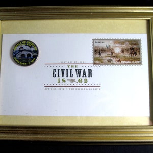 Framed 1862-2012 CIVIL WAR Commemorative Envelope &quot;Battle of Antietam&quot; plus JFK Colorized Half Dollar