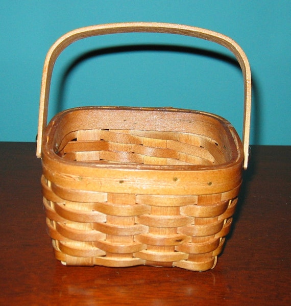 Longaberger-Copy  Mini Rectangular Basket w/Handle - image 1