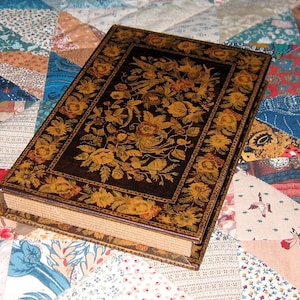 Vintage new Antique look Victorian Floral Storage Box crafted lined- Magnetic Closure