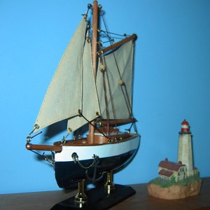 Wooden Ship Model- FRIENDSHIP Like GAFF SLOOP- Sail Boat 9" Long ...